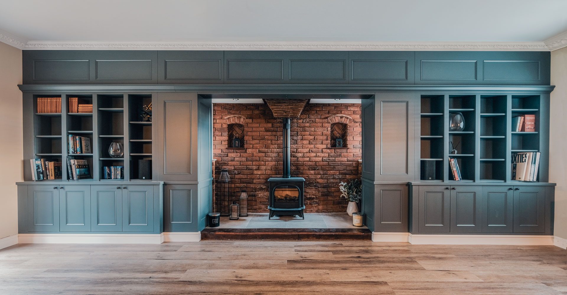 Wall Panelling, Fireplace and Bookcase Alcove